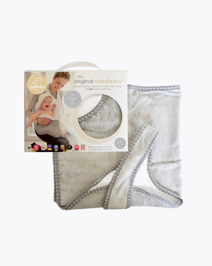 Cuddledry | hands free baby towel | grey | personalised