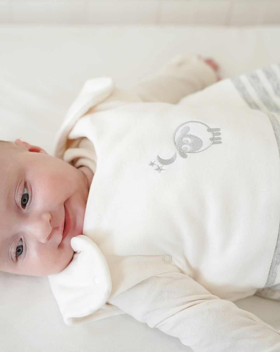 sheeping bag | Baby Sleeping Bag | Embroidered ewan Grey Stripe