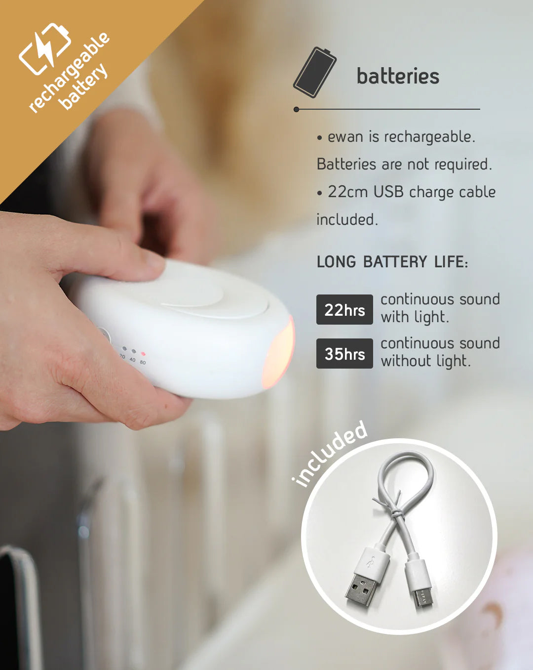 ewan Deluxe | baby shushing sleep sheep | grey