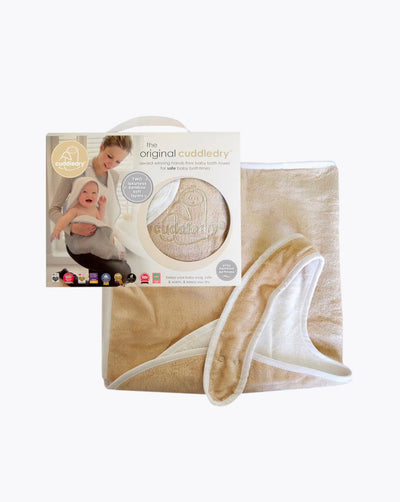 Cuddledry | hands free baby towel | beige | personalised