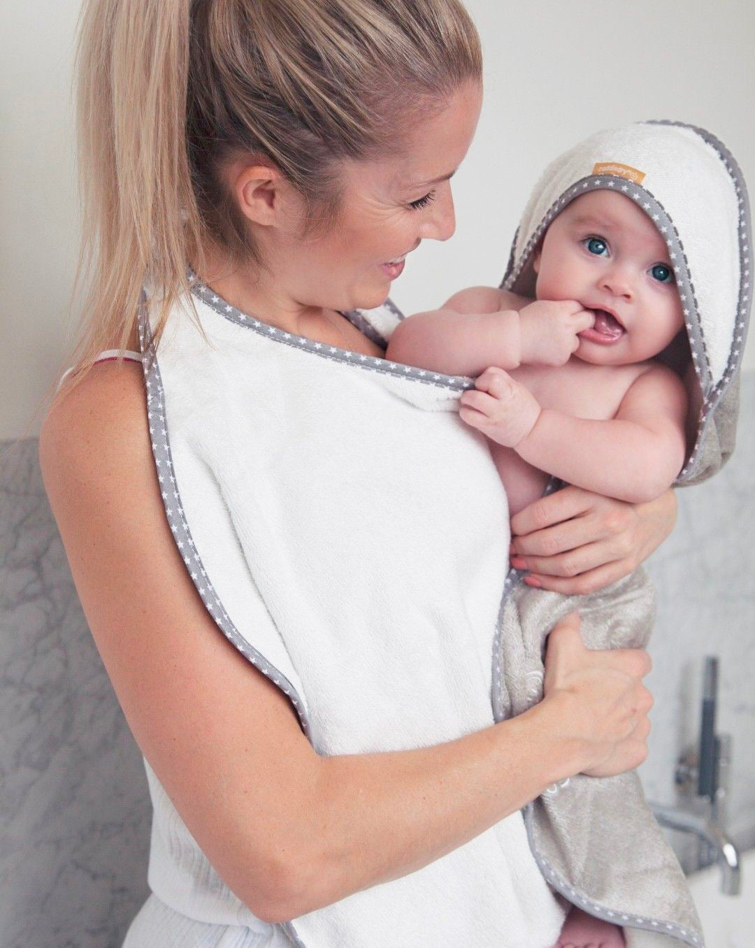Cuddledry | hands free baby towel | grey | personalised