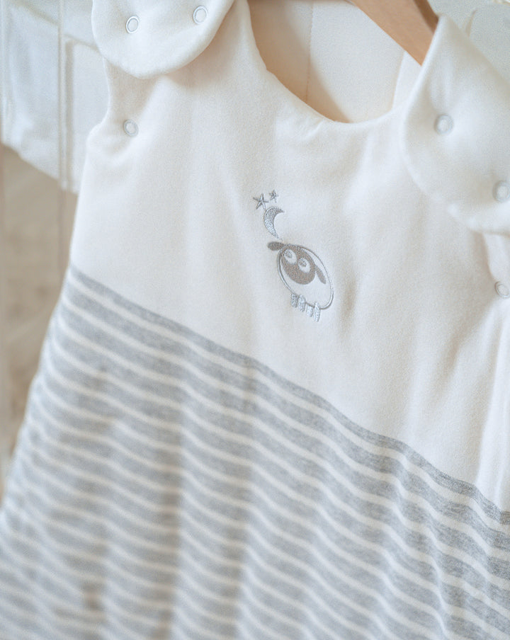 sheeping bag | Baby Sleeping Bag | Embroidered ewan Grey Stripe