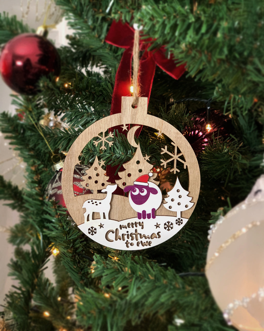 merry christmas to ewe tree decoration