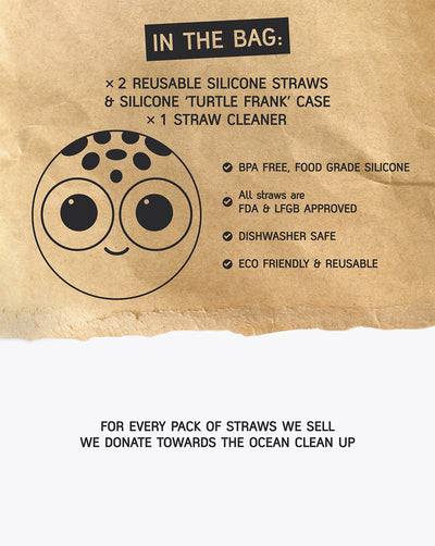turtle frank |  bendies kids silicone reusable straws | teal