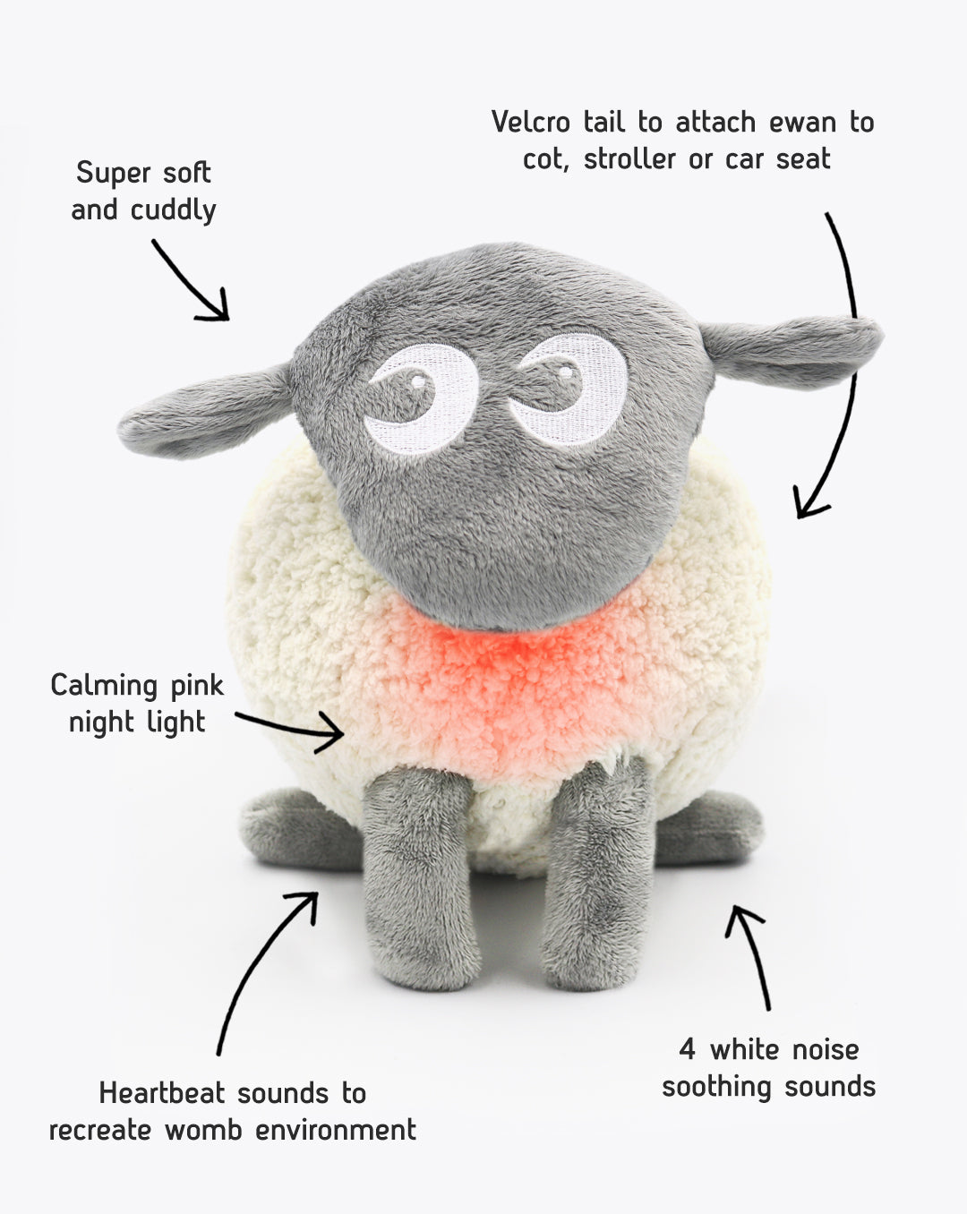 ewan the dream sheep baby sleep soother grey