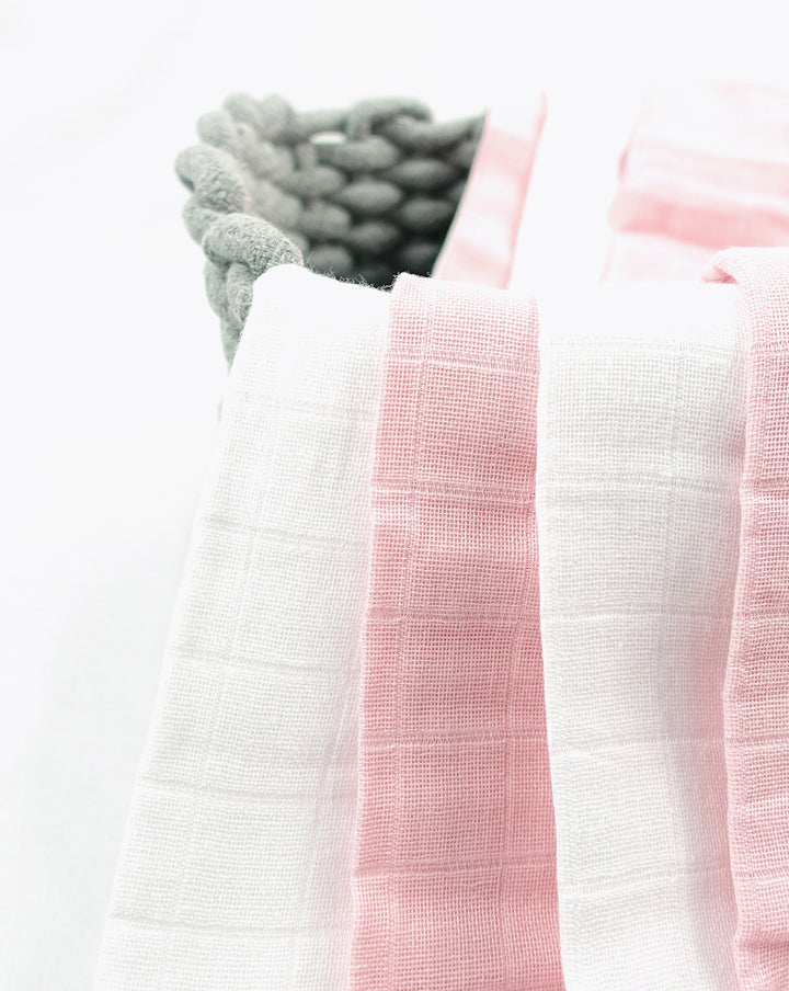 Muslin squares | Pale Pink & White | 4 Pack