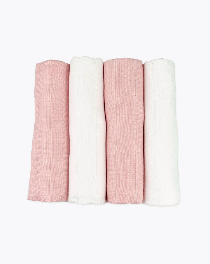 Muslin squares | Pale Pink & White | 4 Pack