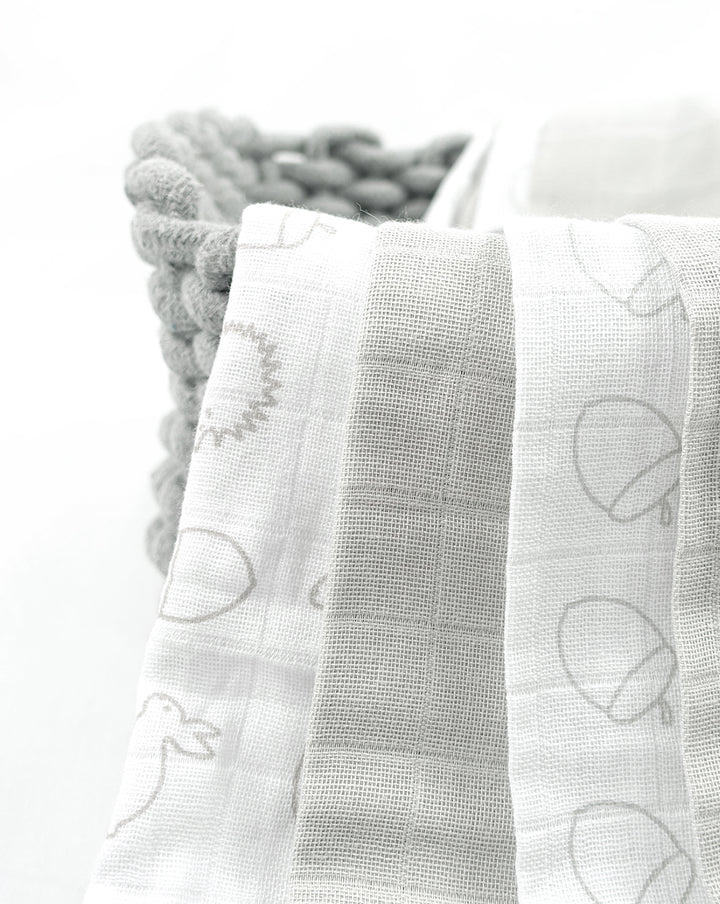 Muslin squares | Grey & Woodland | 4 Pack