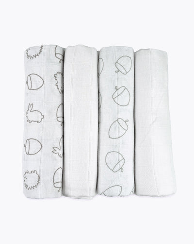 Muslin squares - White & Woodland 4 Pack